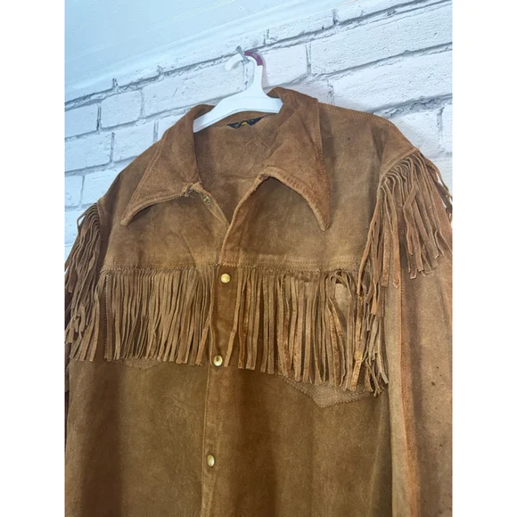 Brill Bros Timberline Milwaukee Brown Suede Fringed Jacket size 44 Large Vintage - Picture 8 of 13